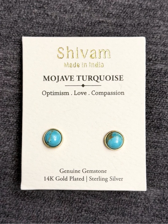 Shivam Jewelry - Shivam Mojave Turquoise 14K Gold Plated Sterling Silver Stud Earrings